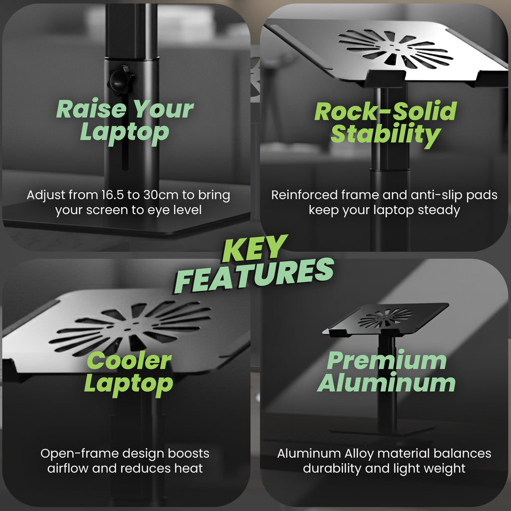 Ergofix Ergonomic Laptop Stand – Expanded Height Range for Full Ergonomic Solution