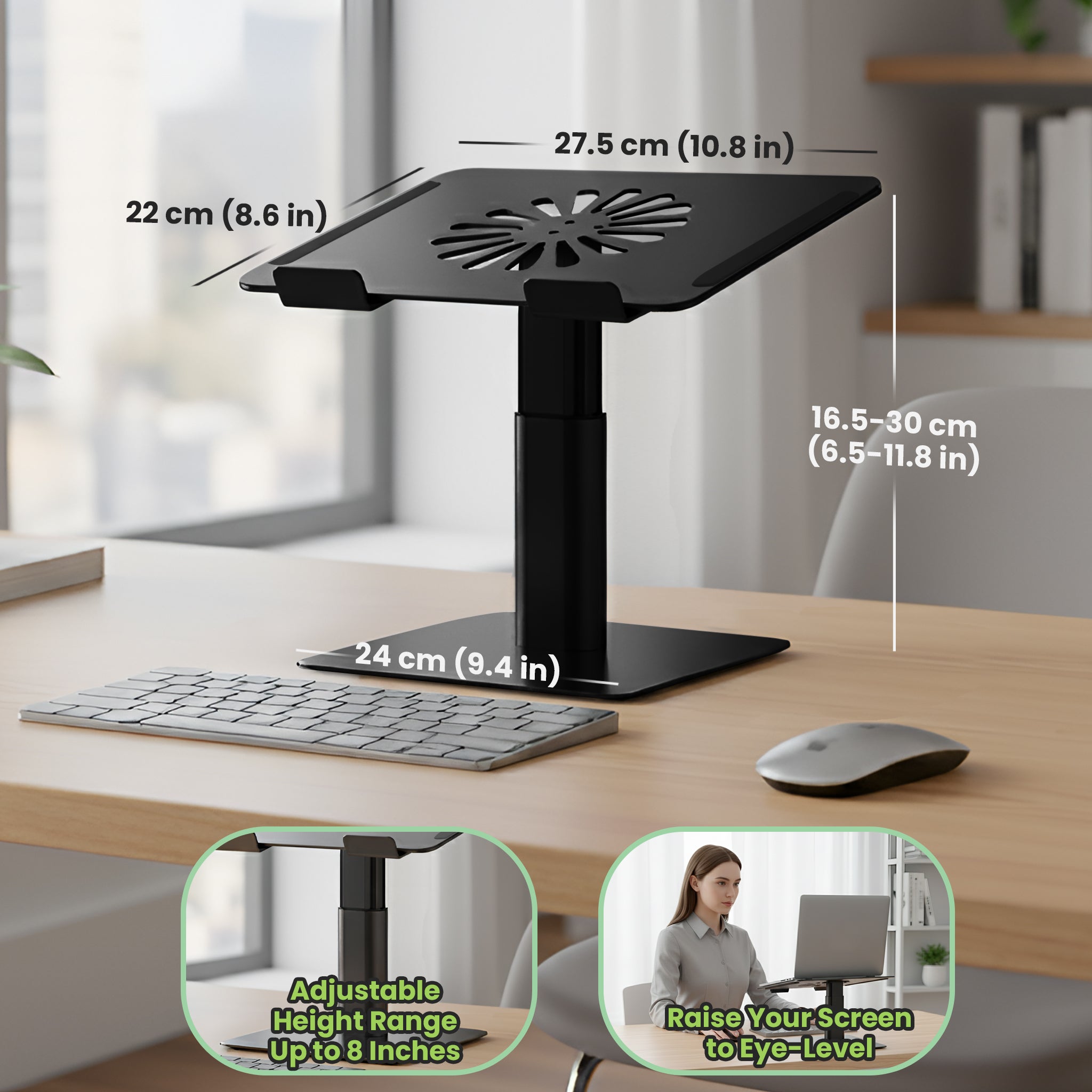 Ergofix Ergonomic Laptop Stand – Expanded Height Range for Full Ergonomic Solution