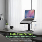 Ergofix Ergonomic Laptop Stand – Expanded Height Range for Full Ergonomic Solution