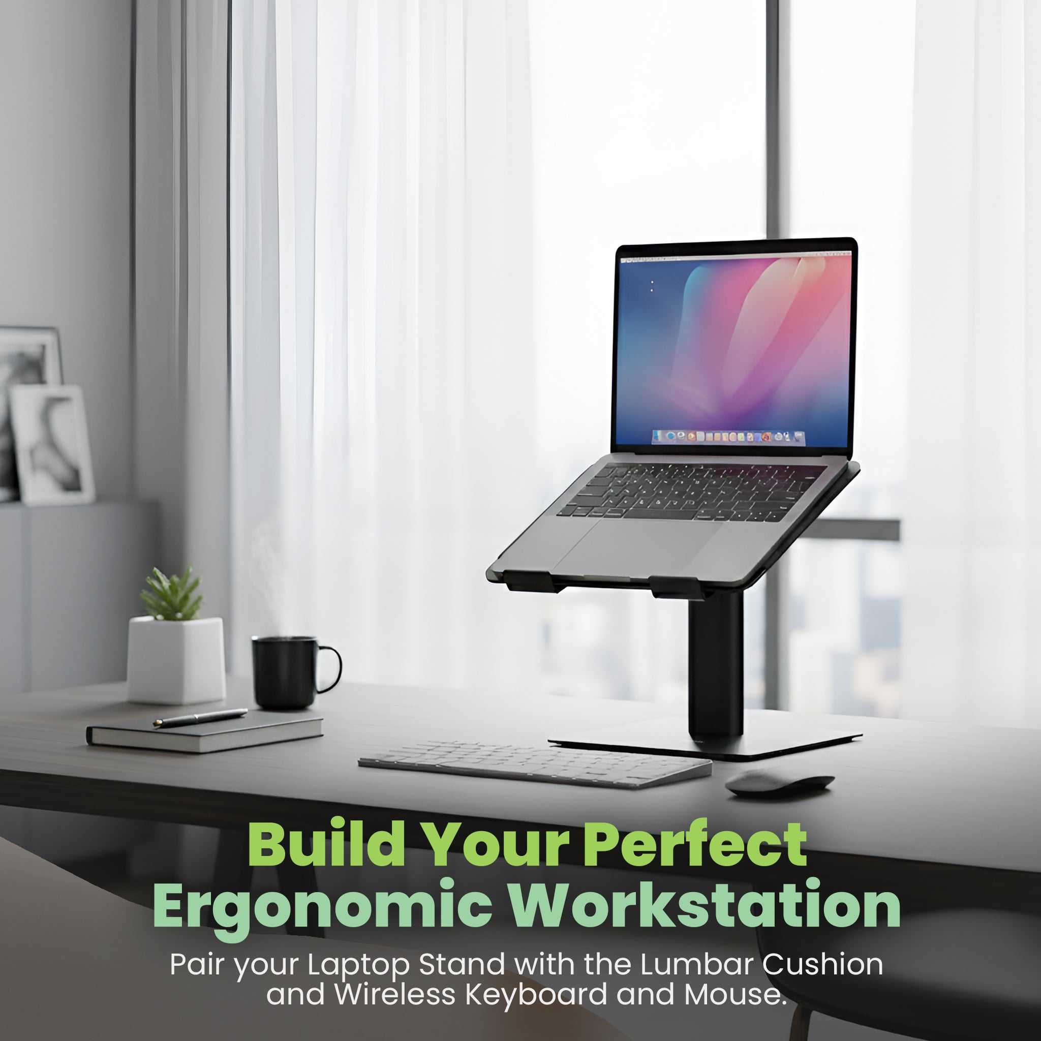 Ergofix Ergonomic Laptop Stand – Expanded Height Range for Full Ergonomic Solution
